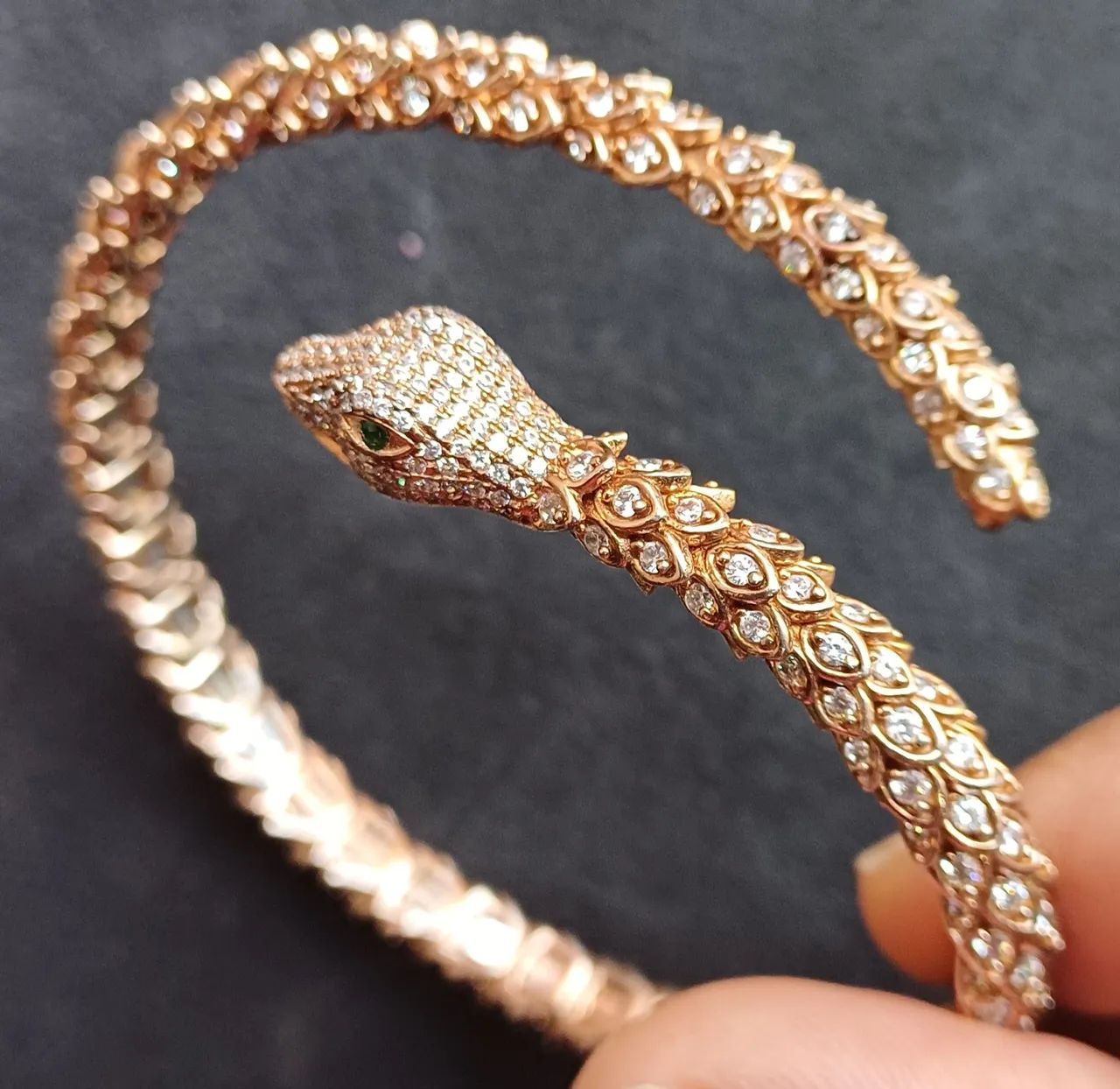 Pulseira serpente de prata 925 banhada a ouro 18k