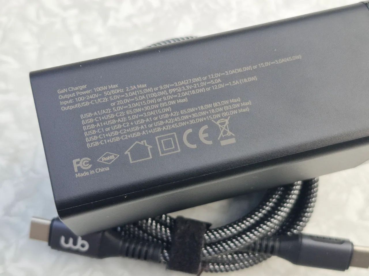 Carregador de parede WB 100W rápido cabo usb c - Foto 2