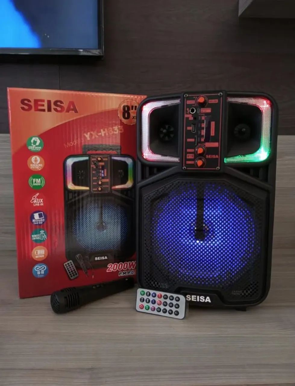 Caixa de som Seisa 2000w bluetooth 