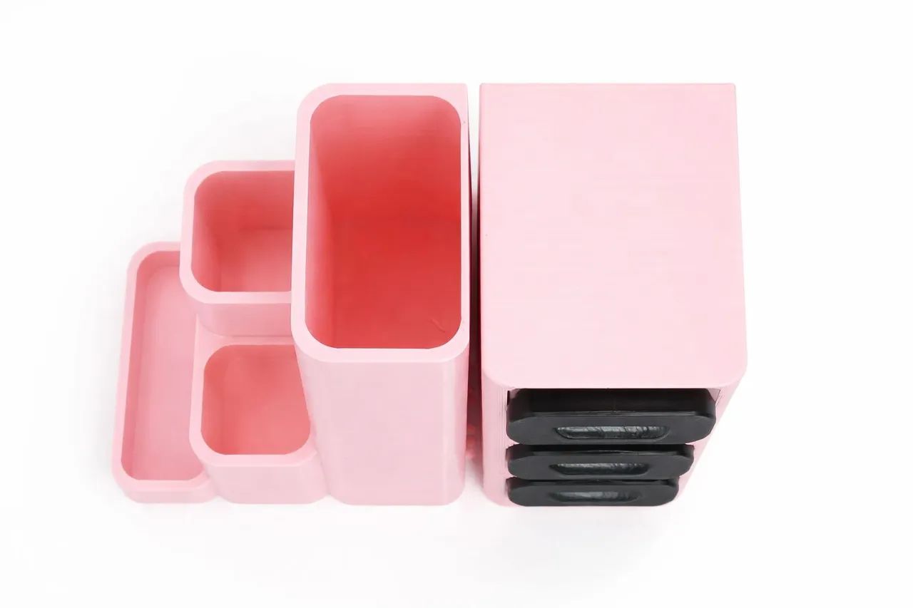 Organizador de Mesa Modular Rosa Porta Canetas Maquiagem Joias<br> - Foto 3