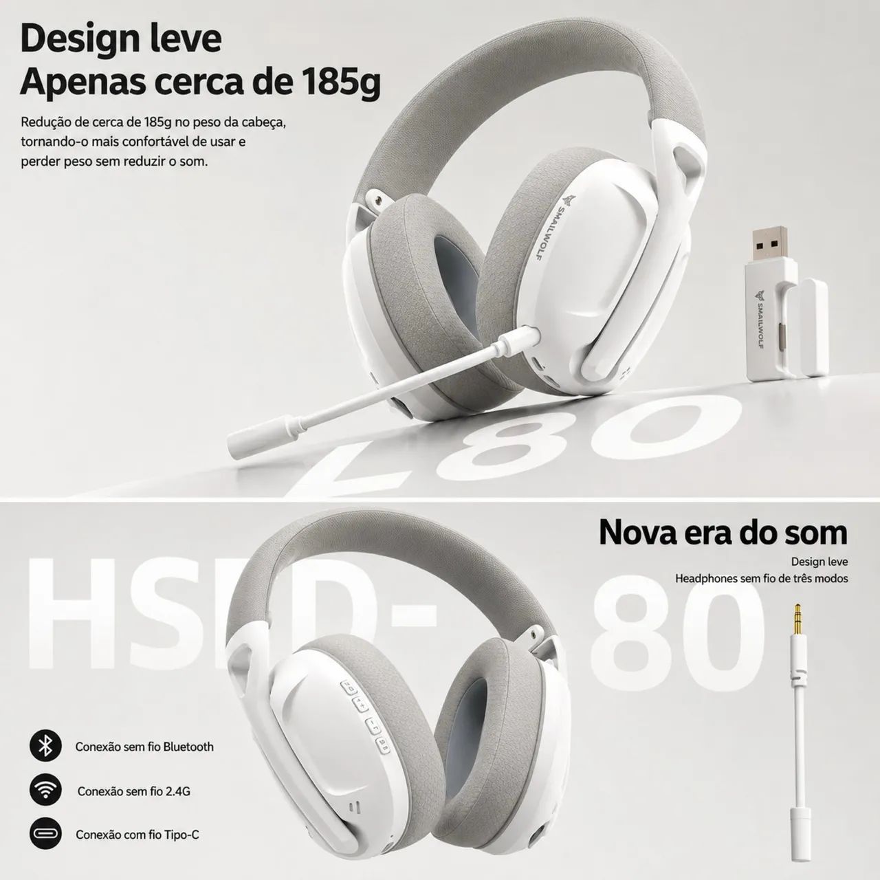 Headset Gamer SMAILWOLF L80 Bluetooth 3 Modos com Microfone - Foto 4