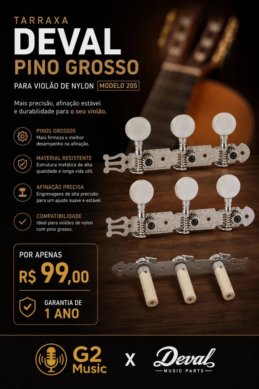 Tarraxa para violão Nylon Deval Luxo