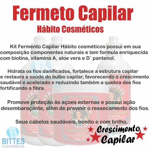 Kit Hábito Cosméticos Fermento Capilar Crescimento Capilar Saudável e Forte - Foto 3
