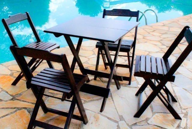 Festival das mesas: Conjunto Mesa de bar e restaurante dobrável com 4 cadeiras