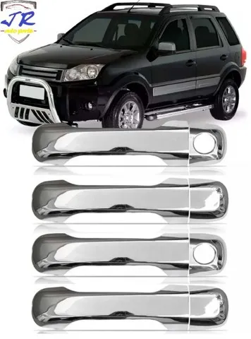 Jogo 4 Aplique Capa Maçaneta Cromada Ford Ecosport 2003 2004 2005 2006 2007 2008 2009 2010