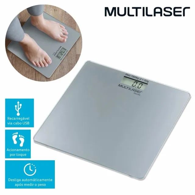Lacrado  Balança Digital Peso Corporal até 180KG Bateria Recarregável - Foto 3