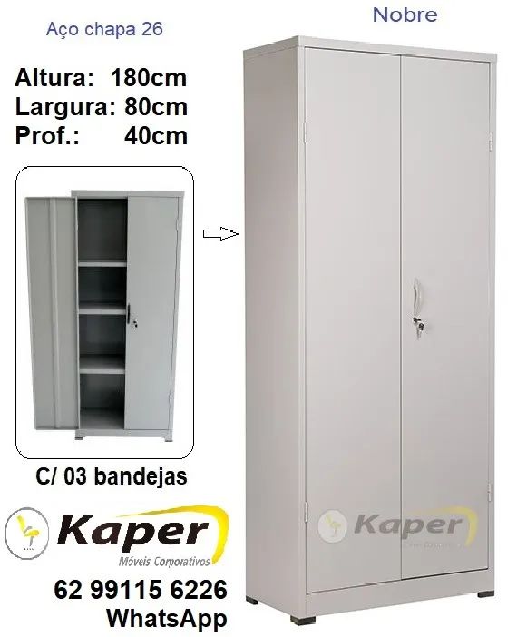 Armário de aço PA80 NB Cinza( produto novo ) promoção 