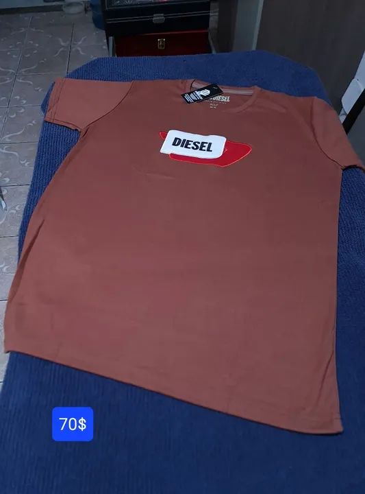 Camisa Grife peruana elastano da Diesel P e GG 65562809402883121