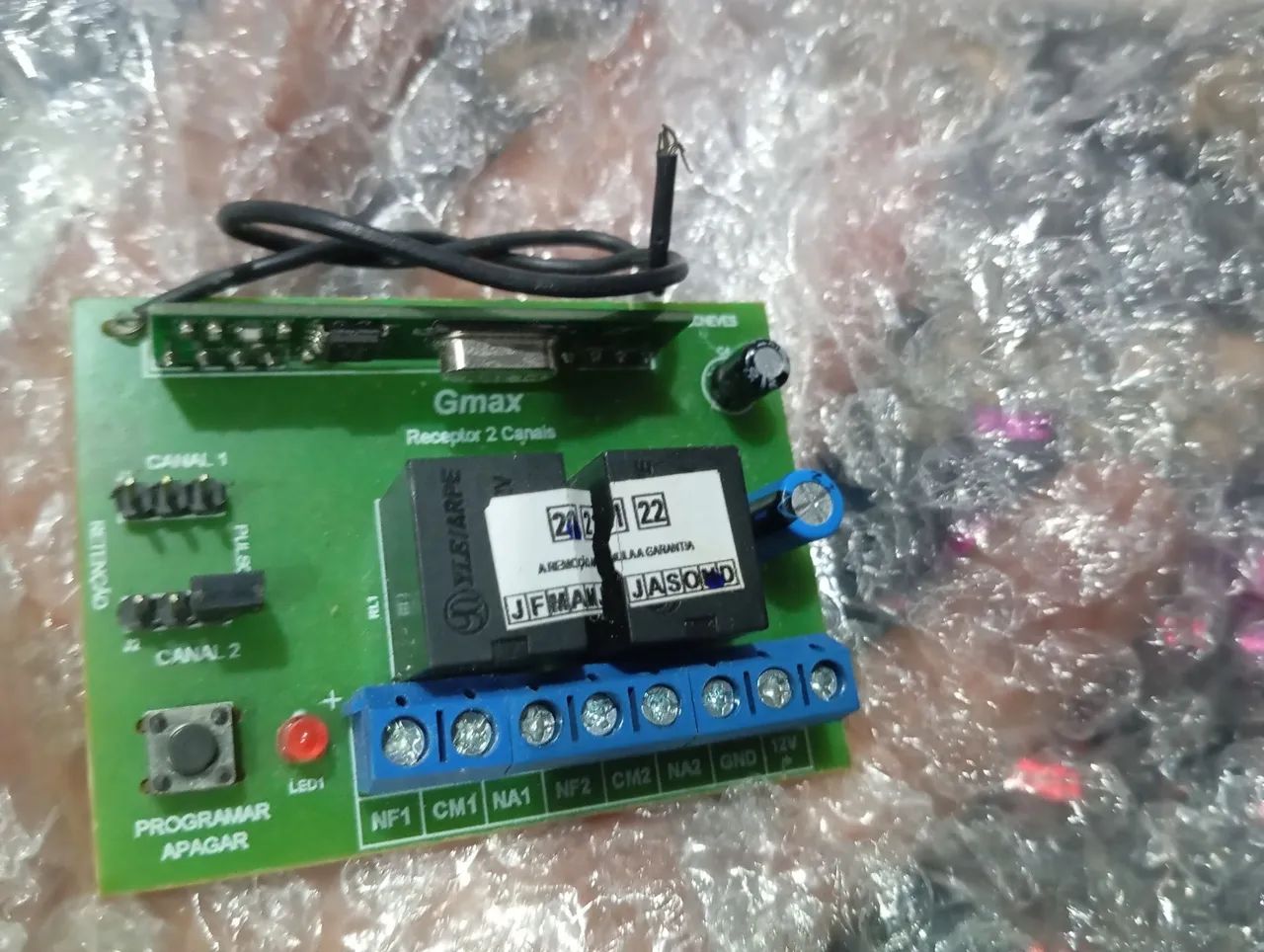 Receptor G2c 2 Canais Multifunções Gmax 433mhz Fechadura Portão Automático