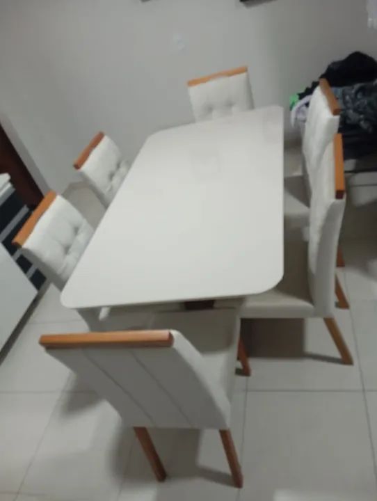 mesa de jantar com 6 lugares tampo de vidro aurora  - Foto 2