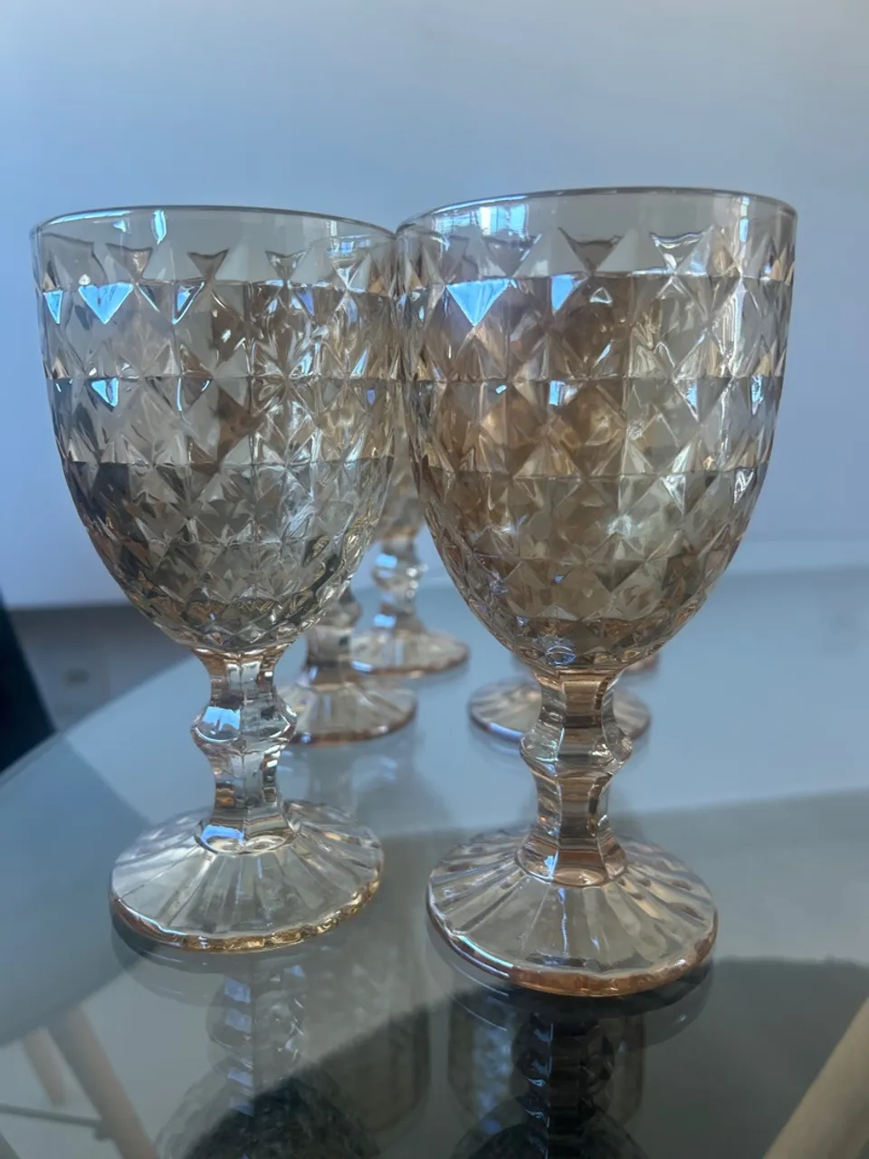 Conjunto de Taças de Vidro âmbar Diamond