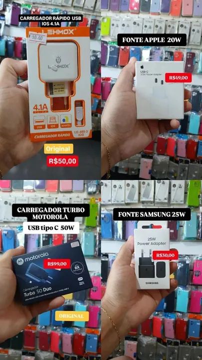 Carregador Rápido para Celular - Varias Marcas e Modelos