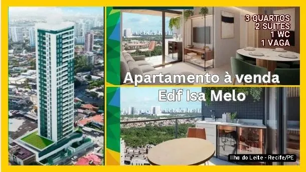 Apartamento à venda no EDF ISA MELO na Ilha do Retiro - Recife - PE 3 quartos sendo 1 suit