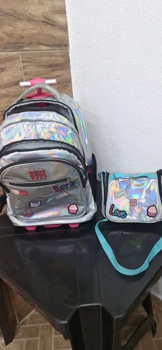 Mochila de rodinha infantil RB holográfica - Foto 2