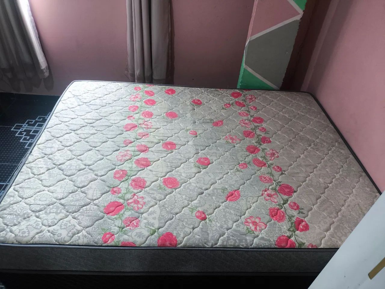 Cama box  Casal com Estampa Floral