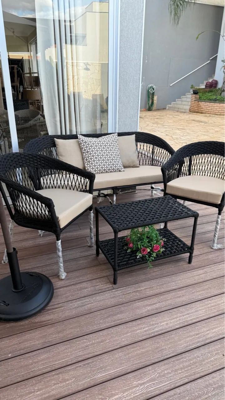 Conjunto de Sofá e Poltronas para Área Externa em tricô nautico 3 pecas 3900,00 - Foto 4