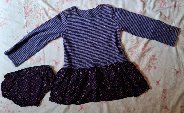 Vestido listrado e com bolinhas Tommy Hilfiger - Tamanho 4T
