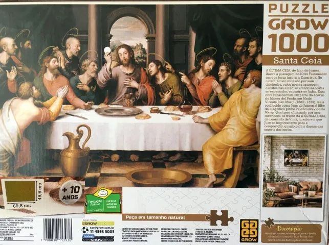 Quebra-Cabeça Puzzles Clássicos Grow - A Última Ceia & A Criação de Adão (faltando peças) - Foto 6