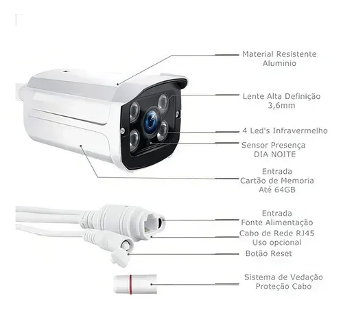 Câmera Ip Wifi Externa Hd Acesso Remoto