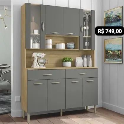Armário de Cozinha Branco com 6 Portas e 3 Gavetas - Foto 2