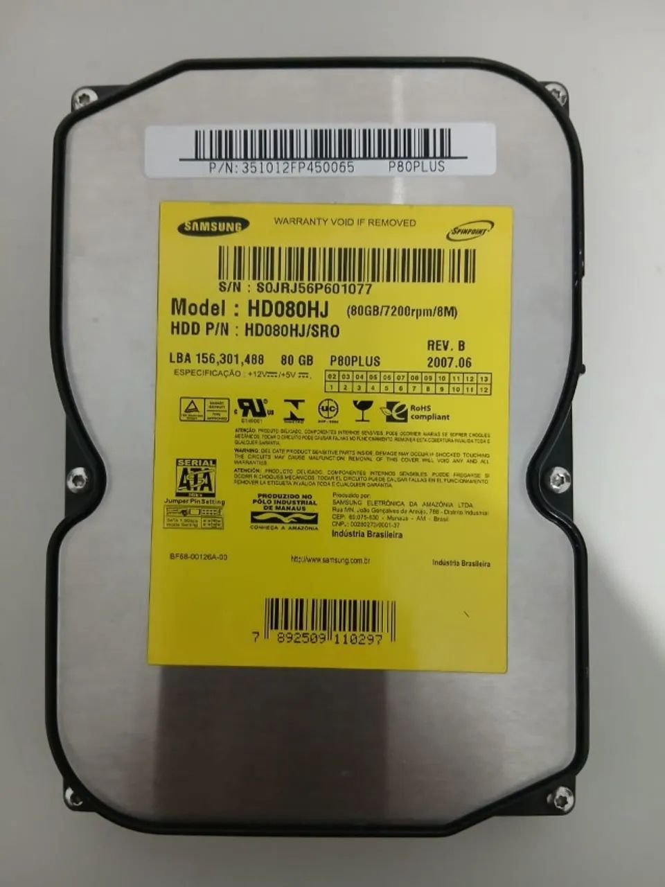 HD Samsung 80GB 3.5 polegadas