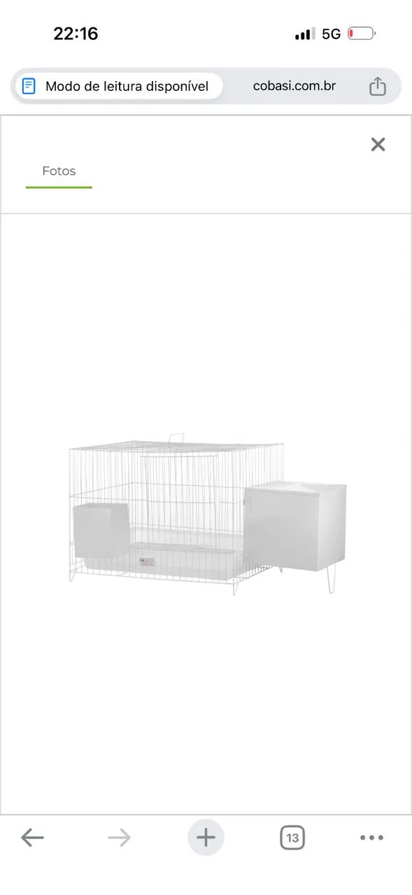 Gaiola Coelheira Grande Branca Seminova com grade, toca e comedouro