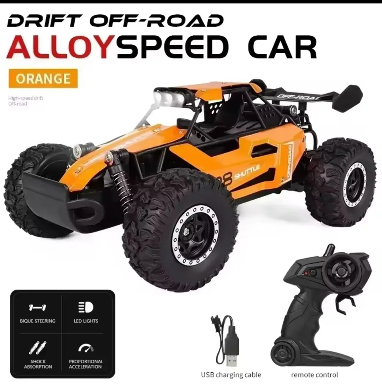 Carrinho de Controle Remoto Off-Road Alloy Speed - Laranja