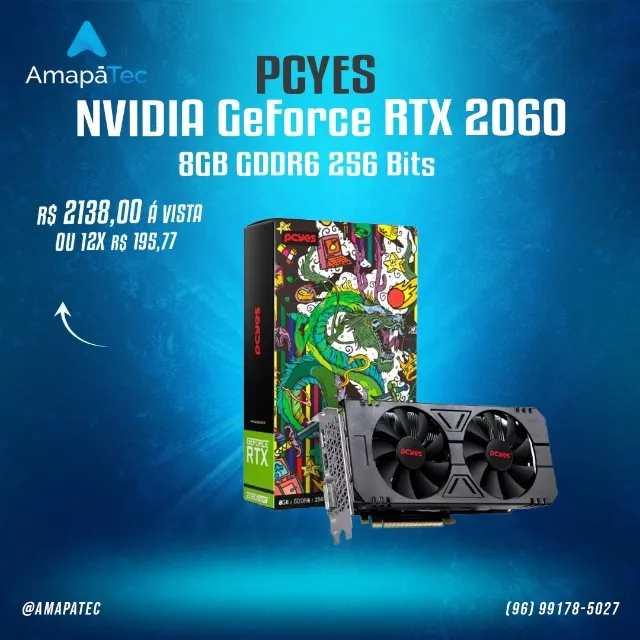 Placa De Vídeo Rtx 2060 Super 8gb Gddr6 256bit Pcyes