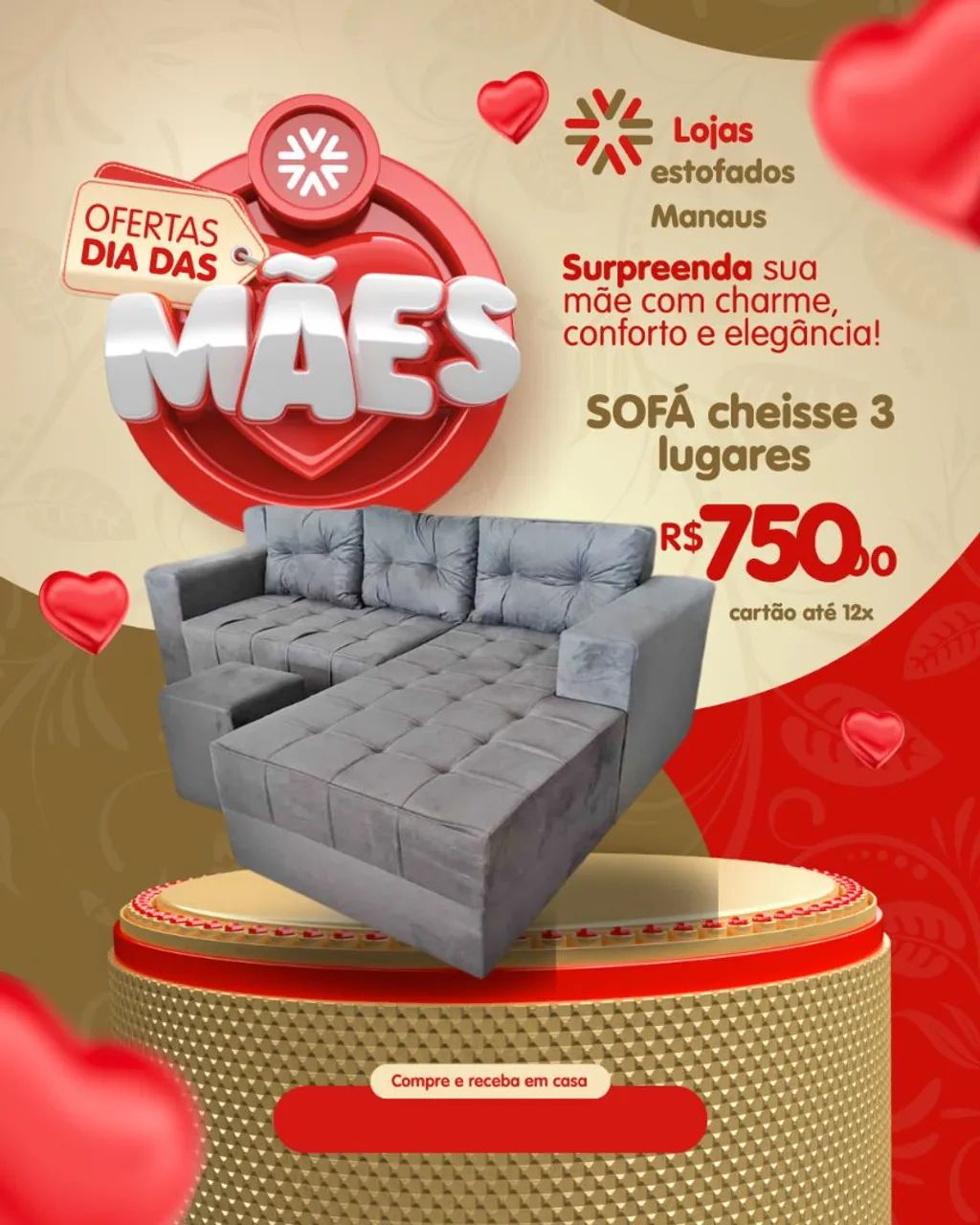 Sofá Cheisse 3 Lugares para sua Mãe!
