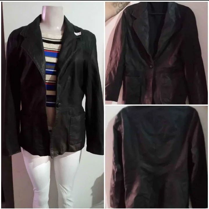 Blazer de Couro Preto Elegante - Foto 3