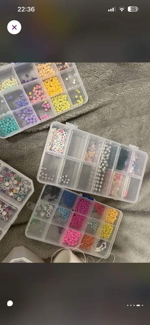 Kit 5 caixas de miçangas e barbante  - Foto 4