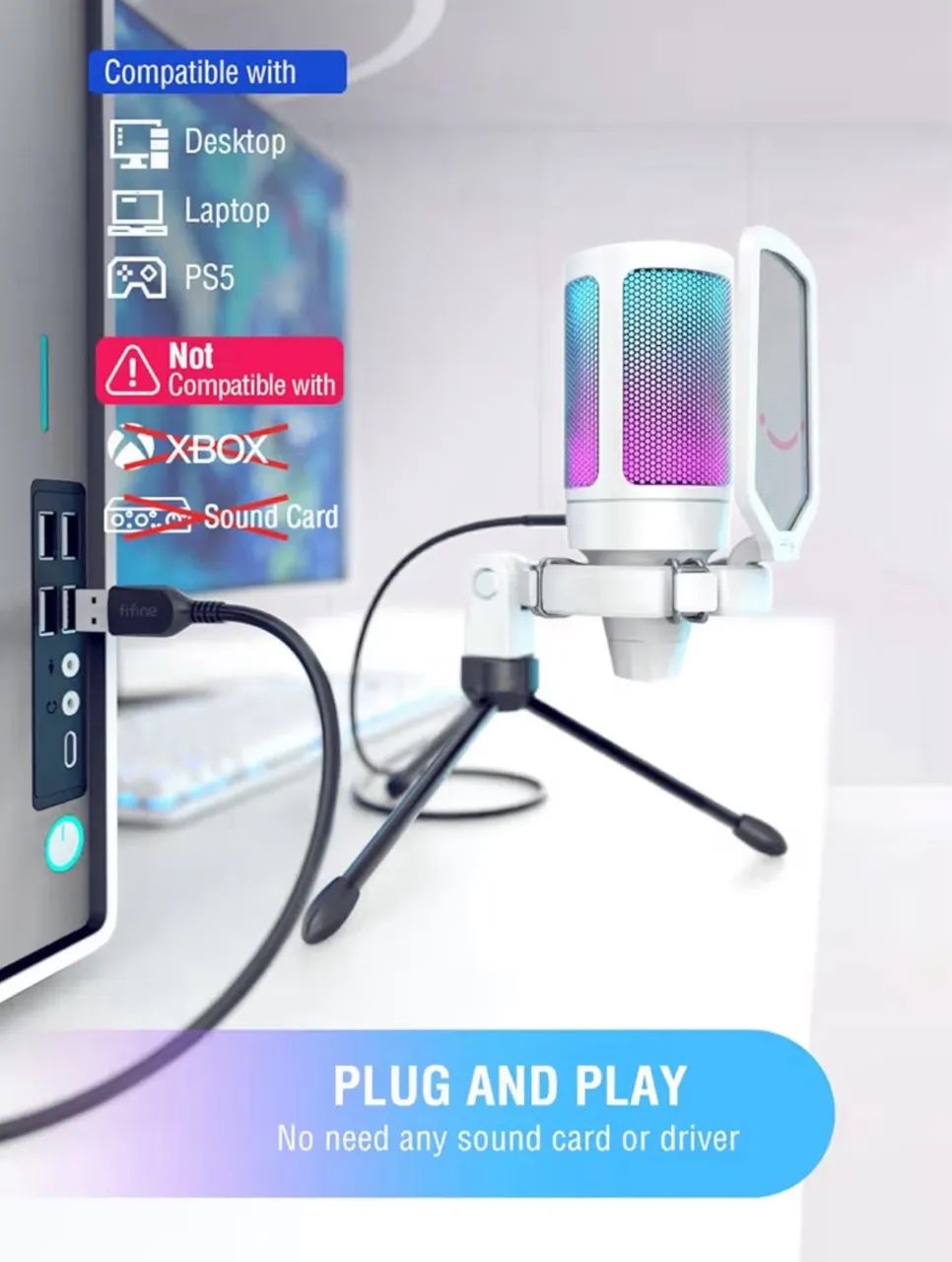 Microfone Fifine A6V (Branco). @importech_084 - Foto 4