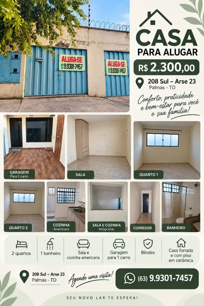 Alugam - se casas individuais 208 sul