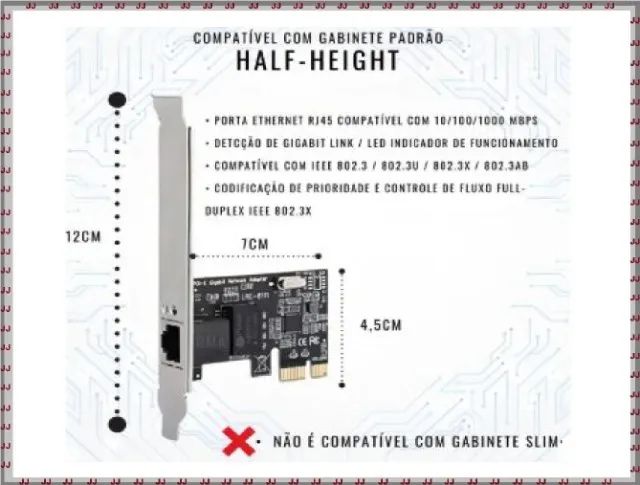 Placa de Rede PCI Express Gigabit para Lan com 1000 MBs  - Foto 2