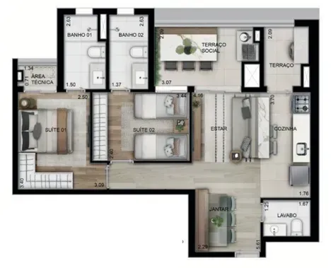 PLANTA 72m²