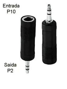 Adaptador de Áudio P10 x P2 Plug conector Conversor