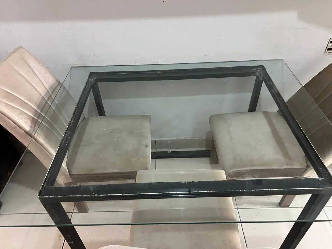 Mesa de vidro com 4 cadeiras 65060623370243121