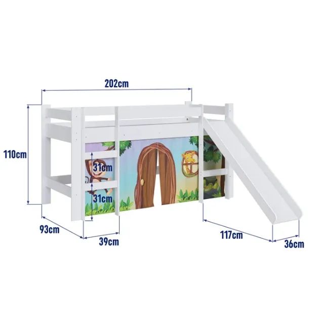 Cama infantil elevada com escorrega. - Foto 2