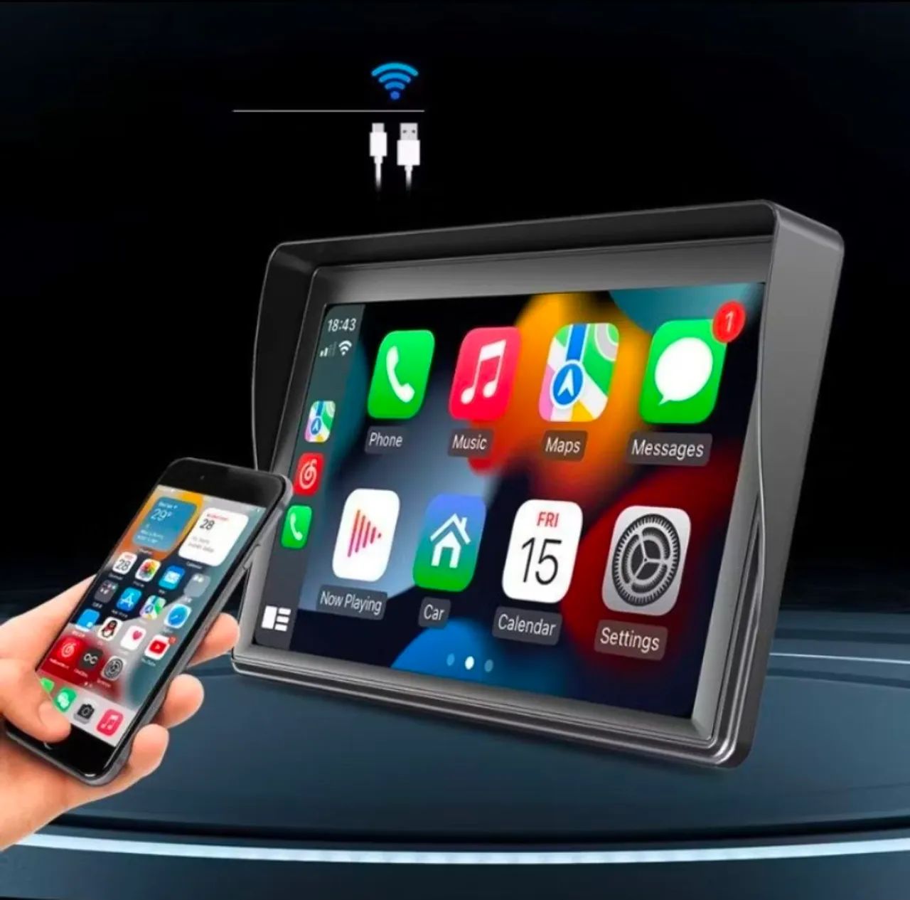 Multimidia universal carplay android e IOS tela 7 portátil  - Foto 5