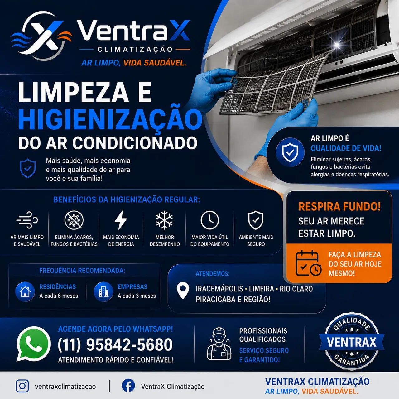 Limpeza e Higienização de ar condicionado 