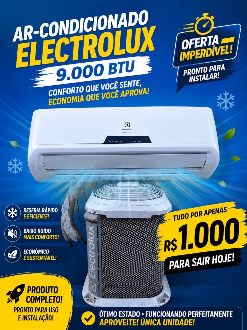 Ar condicionado Eletrolux 9mil Btu 
