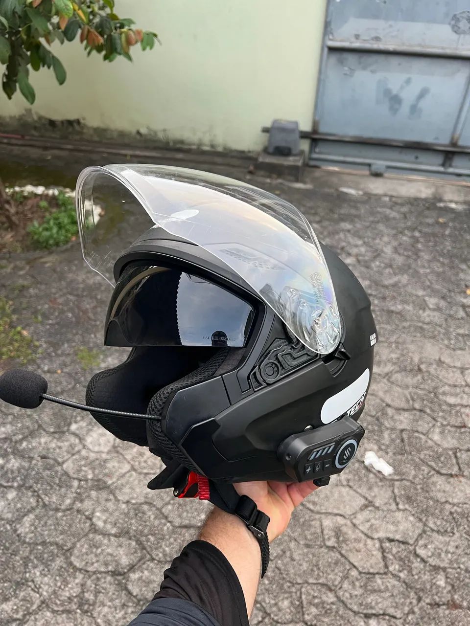 Capacete com óculos interno e intercomunicador  - Foto 3
