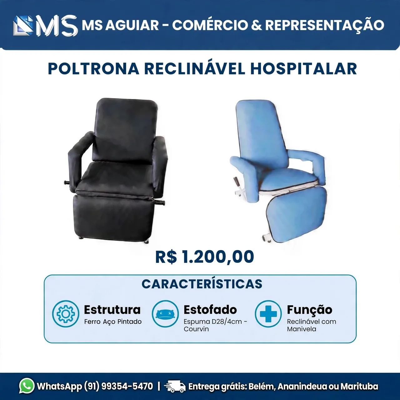 Poltrona reclinável hospitalar 