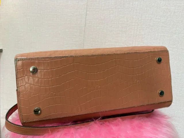 bolsa schutz couro croco nude rosado - Foto 2
