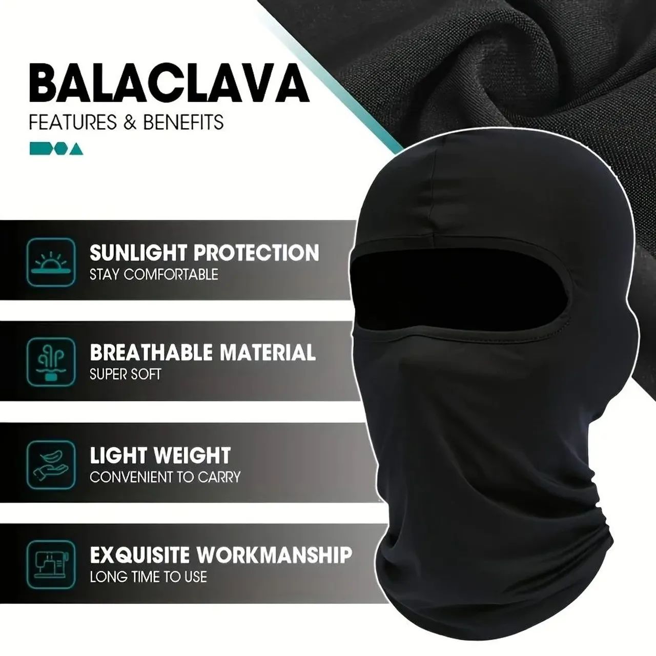 Balaclava de Proteção Solar Microfibra Elastano Motocicletas e esportes - Foto 4