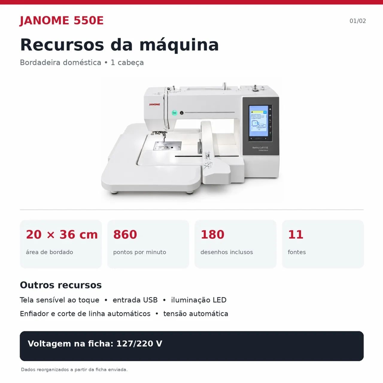 Máquina de Bordar - JANOME 550e - Foto 2