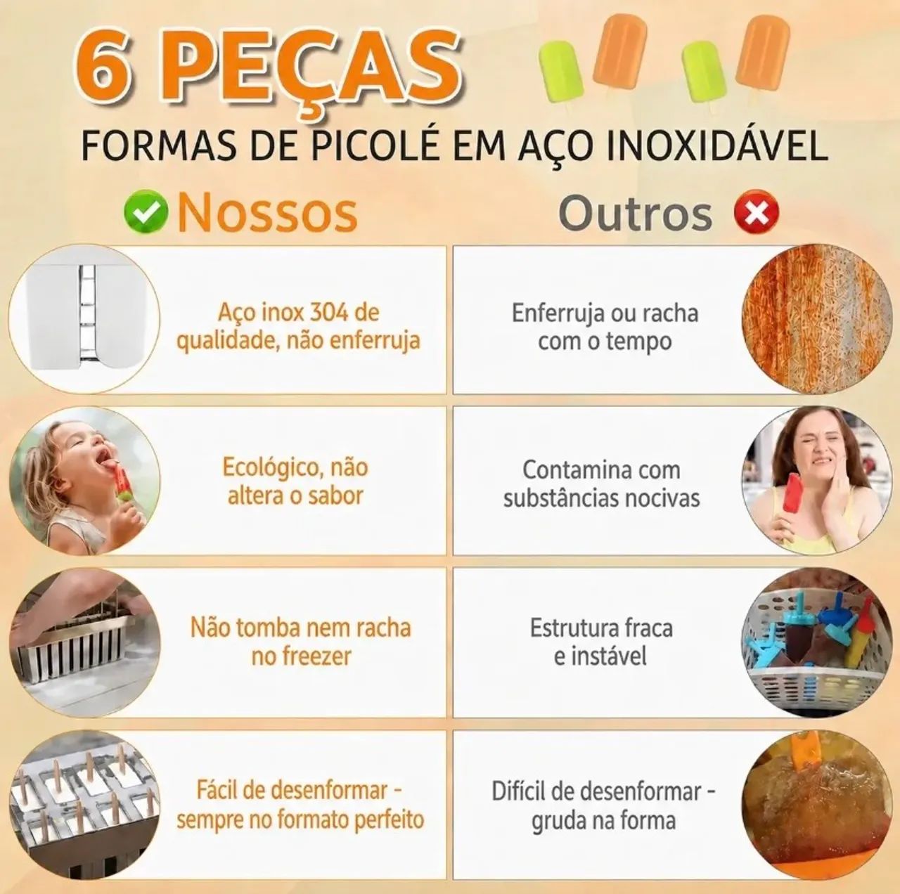 Forma de sorvete Picolé Aço Inoxidável  - Foto 5