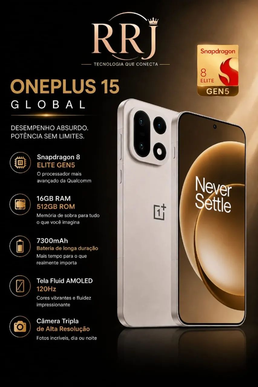 OnePlus 15 16GB 512GB NOVO GLOBAL - Celulares e Smartphones
