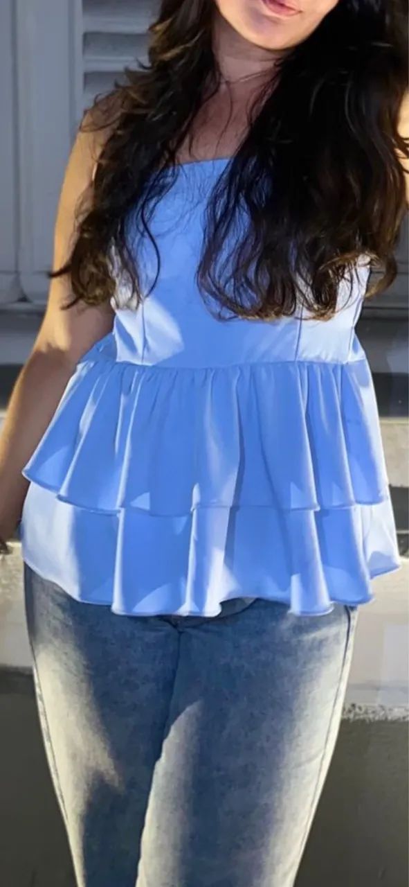 Blusa tomara que caia azul bebê único  - Foto 2