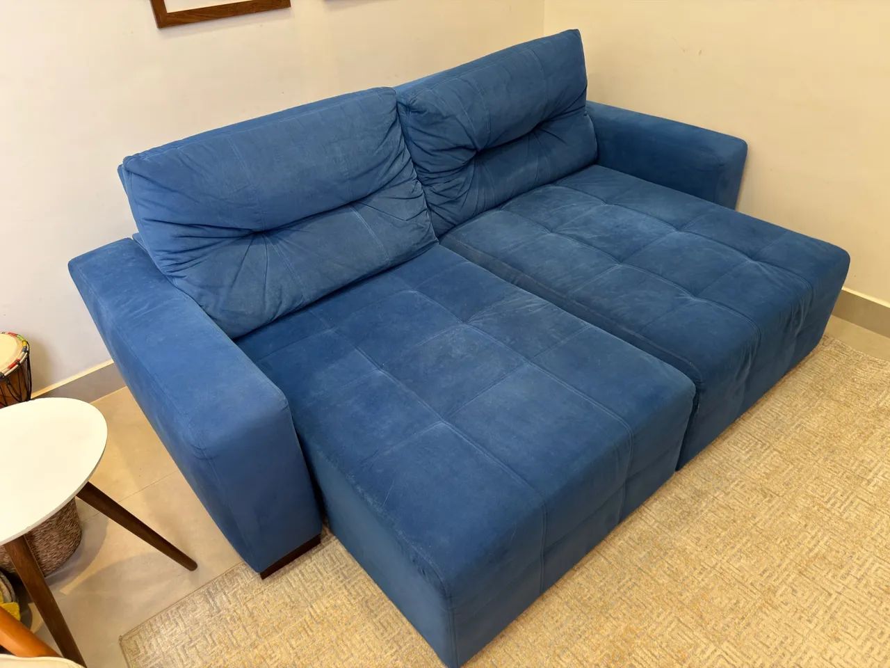 Sofá Retrátil Azul 2,30m com Chaise - Ótimo Estado - Foto 2